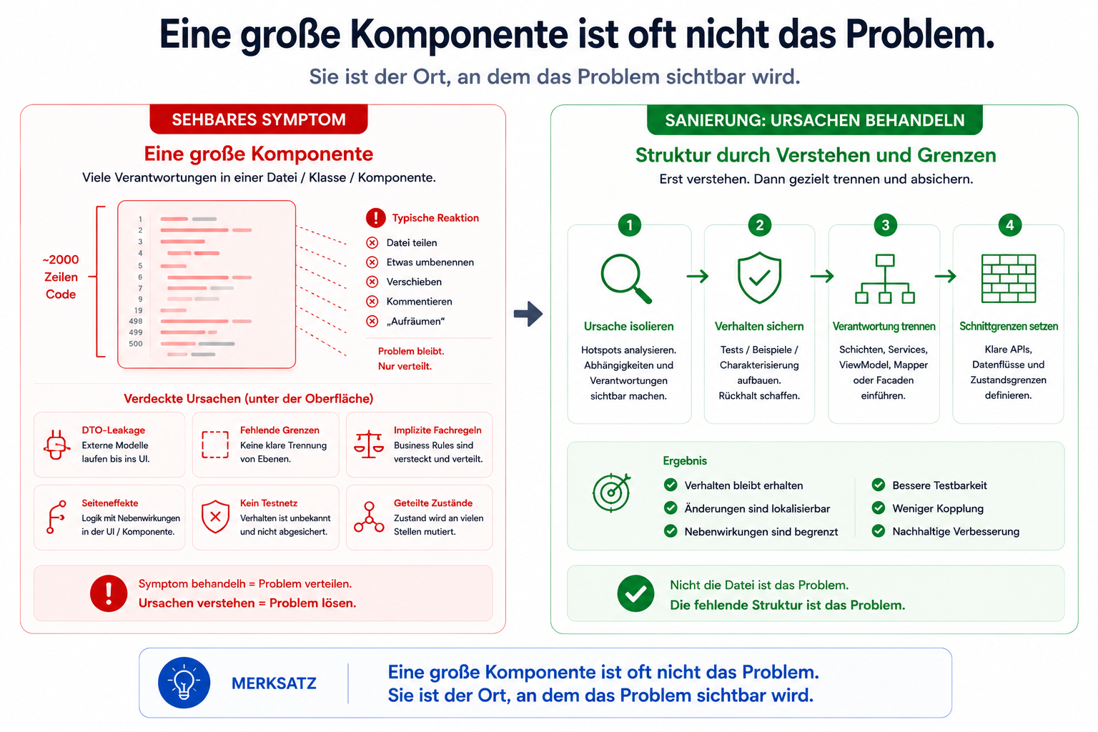 Eine große Komponente ist oft nicht das Problem. Sie ist der Ort, an dem das Problem sichtbar wird.